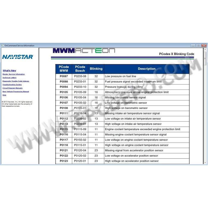 INTERNATIONAL TRUCK ISIS 2013 SERVICE INFORMATION