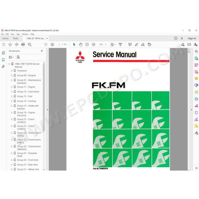 Mitsubishi Fuso FK FM 1986 - 1987 service manual