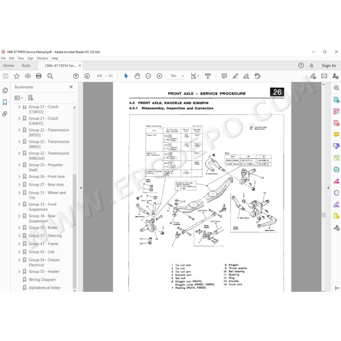 Mitsubishi Fuso FK FM 1986 - 1987 service manual