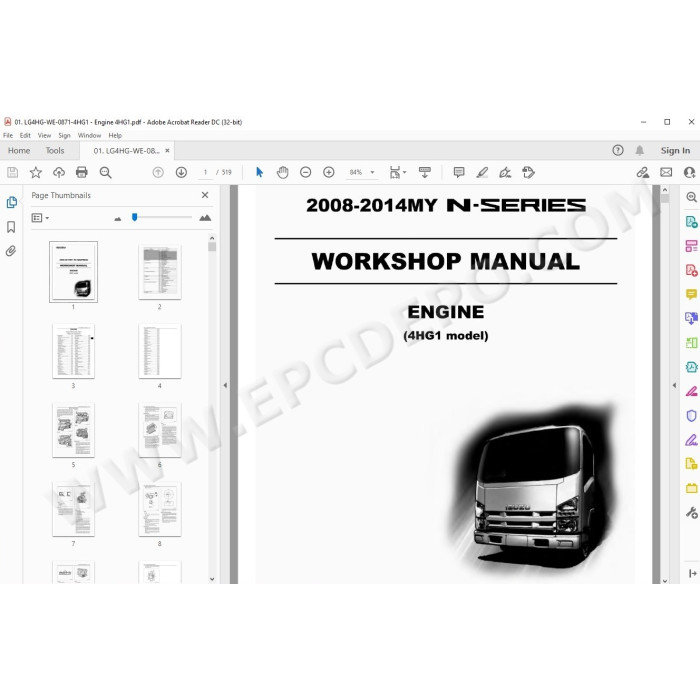 Isuzu N series 4HG1 engine workshop service manual