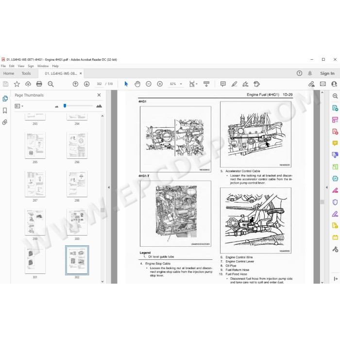 Isuzu N series 4HG1 engine workshop service manual