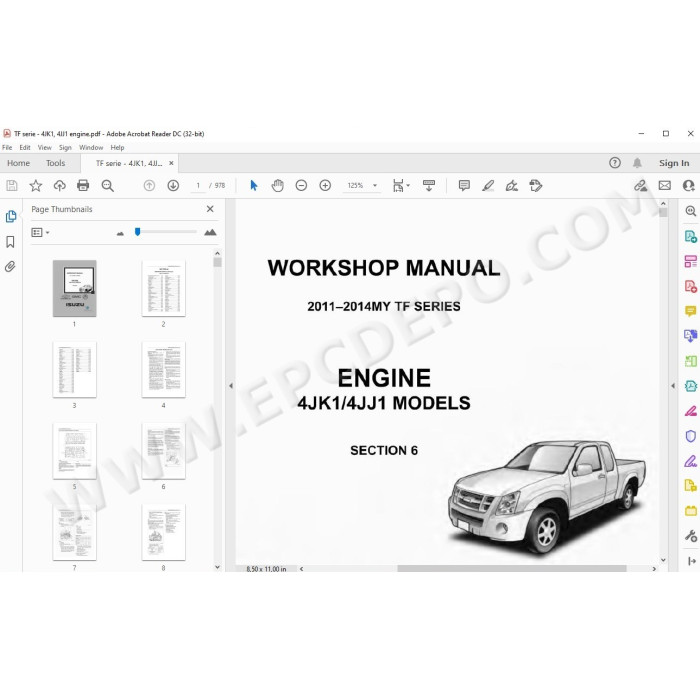 Isuzu TF series 4JK1 / 4JJ1 engine workshop service manual