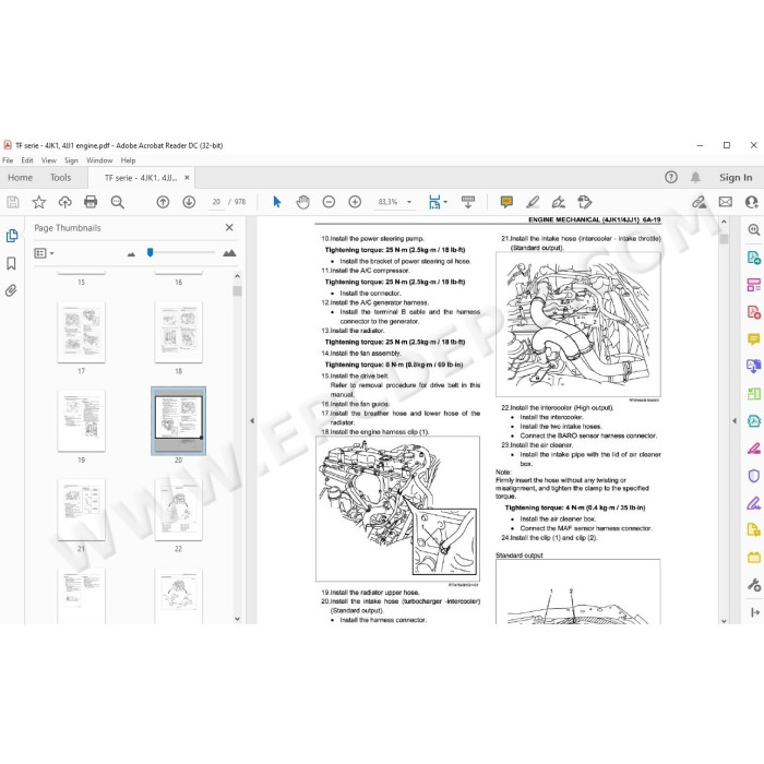 Isuzu TF series 4JK1 / 4JJ1 engine workshop service manual