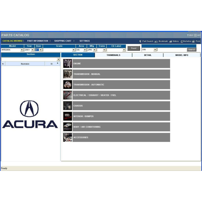 ACURA INPARTS EPC SPARE PARTS CATALOG