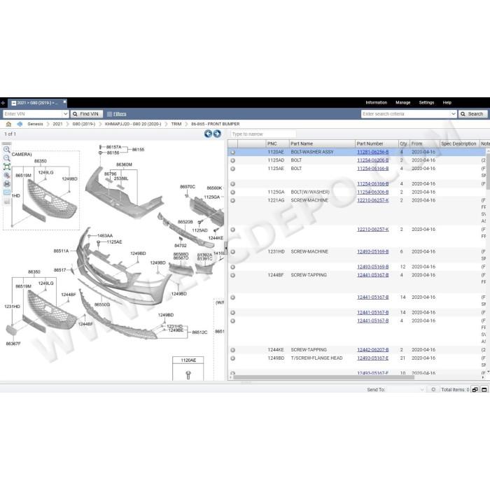 GENESIS NORTH AMERICA EPC PARTS CATALOG 2021