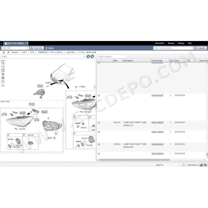 GENESIS NORTH AMERICA EPC PARTS CATALOG 2021