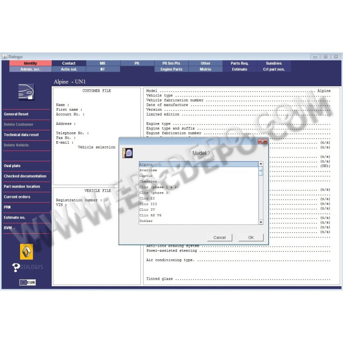 Renault Dialogys 4.90 2019 EPC parts catalog + service