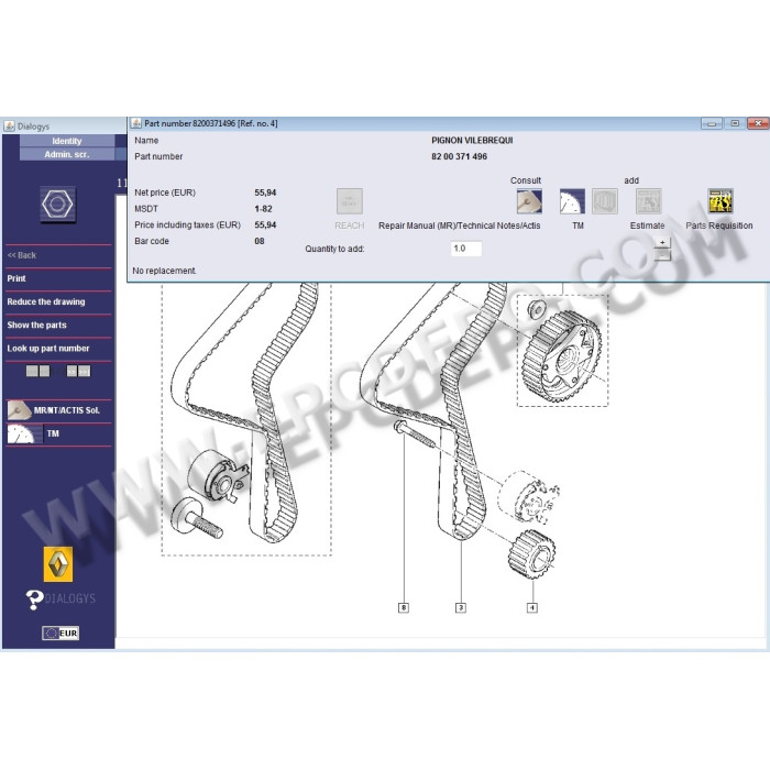 Renault Dialogys 4.90 2019 EPC parts catalog + service