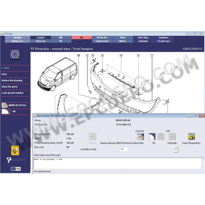 Renault Dialogys 4.90 2019 EPC parts catalog + service