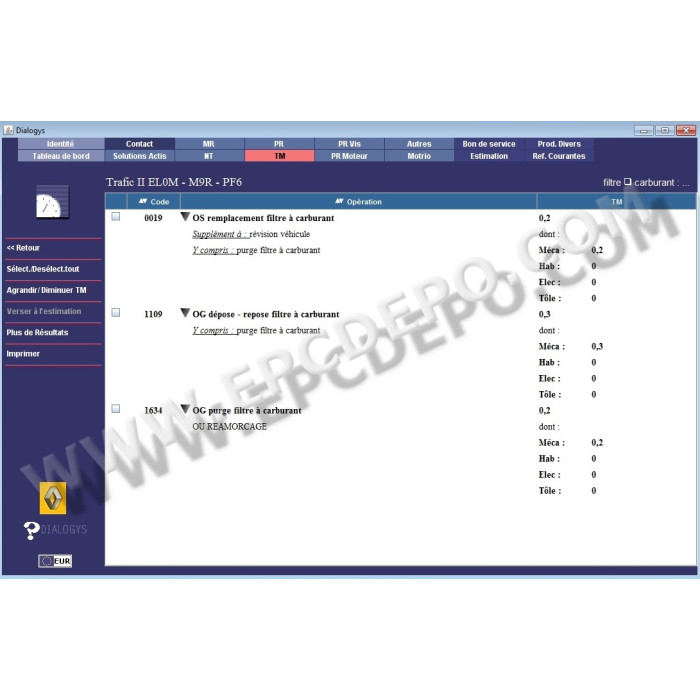 Renault Dialogys 4.90 2019 EPC parts catalog + service