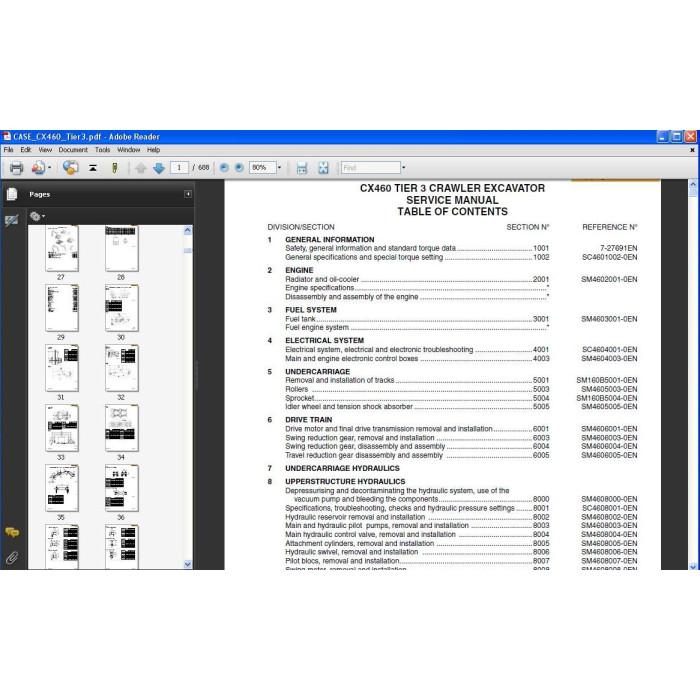 Case Crawler Excavator CX460 Tier 3 service manual