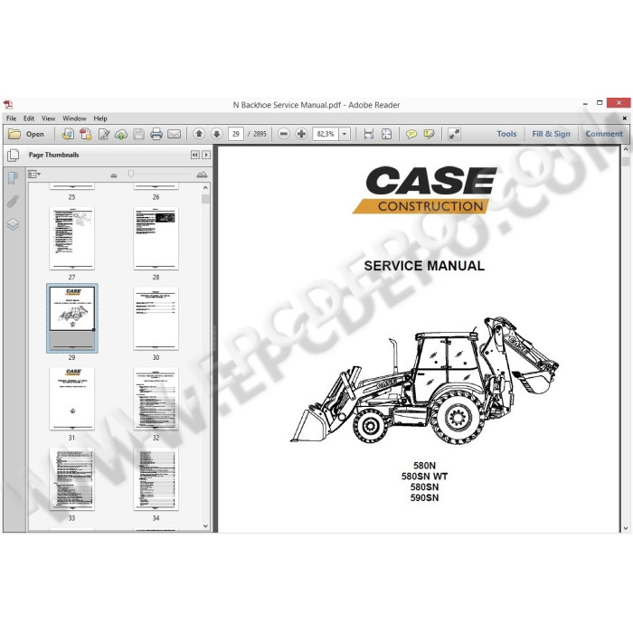 Case Backhoe Loader 580 590 595 695 L / N / T / SN / ST / SR service manual