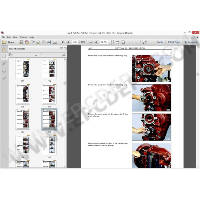 Case Backhoe Loader 580 590 595 695 L / N / T / SN / ST / SR service manual