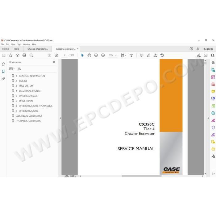 Case Crawler Excavator CX350C Tier 4 service manual