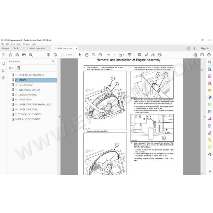 Case Crawler Excavator CX350C Tier 4 service manual