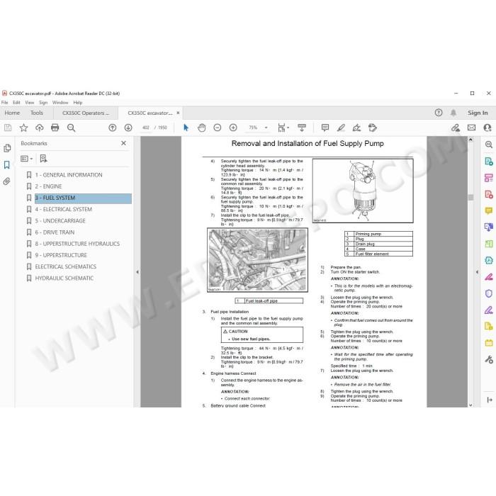 Case Crawler Excavator CX350C Tier 4 service manual