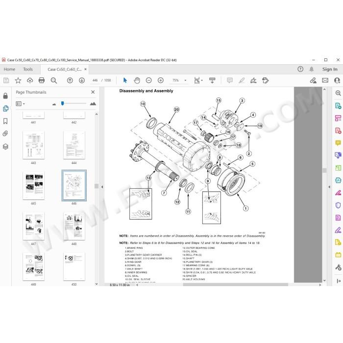 Case Tractor CX50 CX60 CX70 CX80 CX90 CX100 service manual