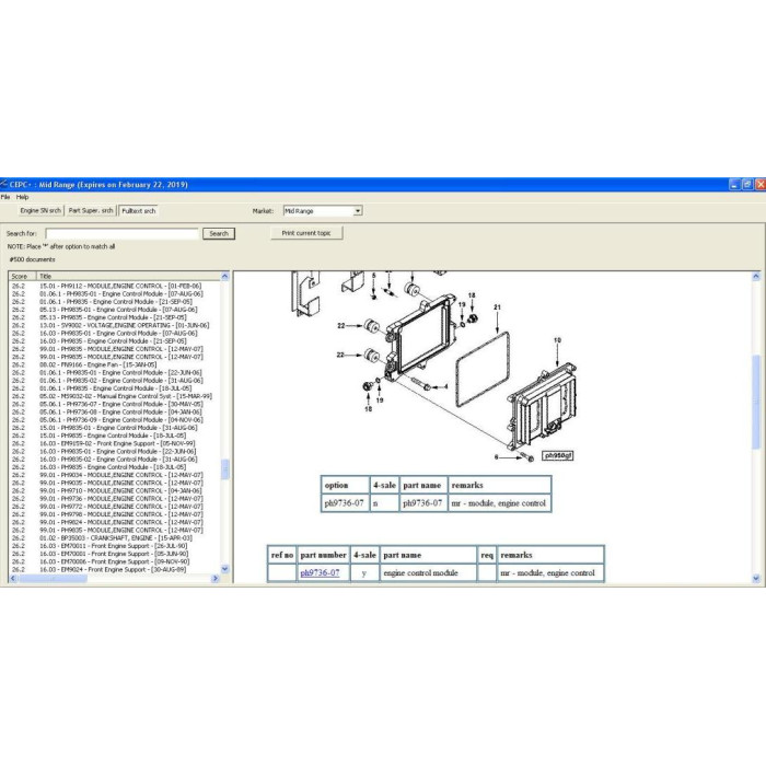 Cummins CEPS Mid Range / Heavy Duty / High Horsepower EPC parts catalog