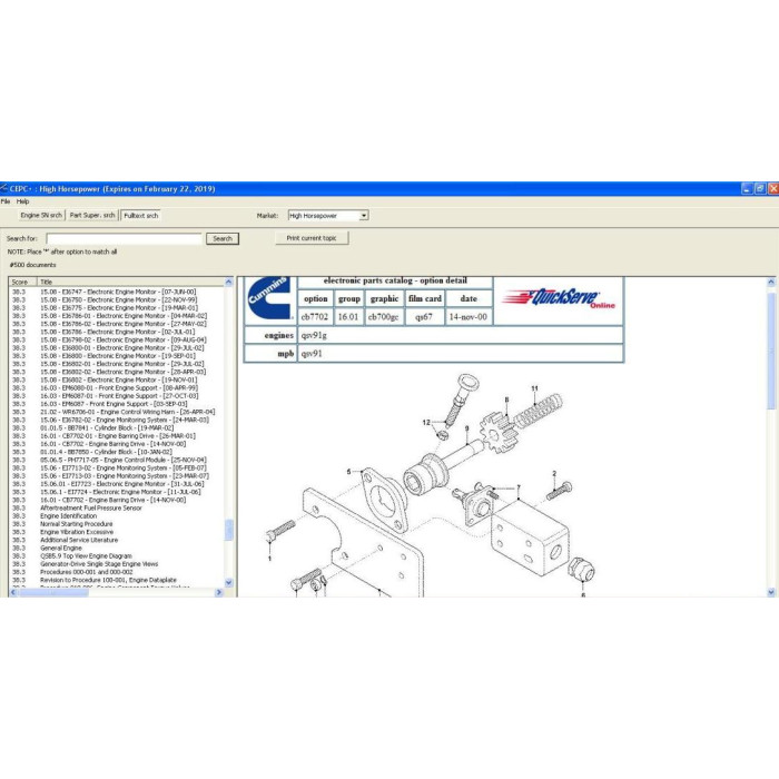 Cummins CEPS Mid Range / Heavy Duty / High Horsepower EPC parts catalog