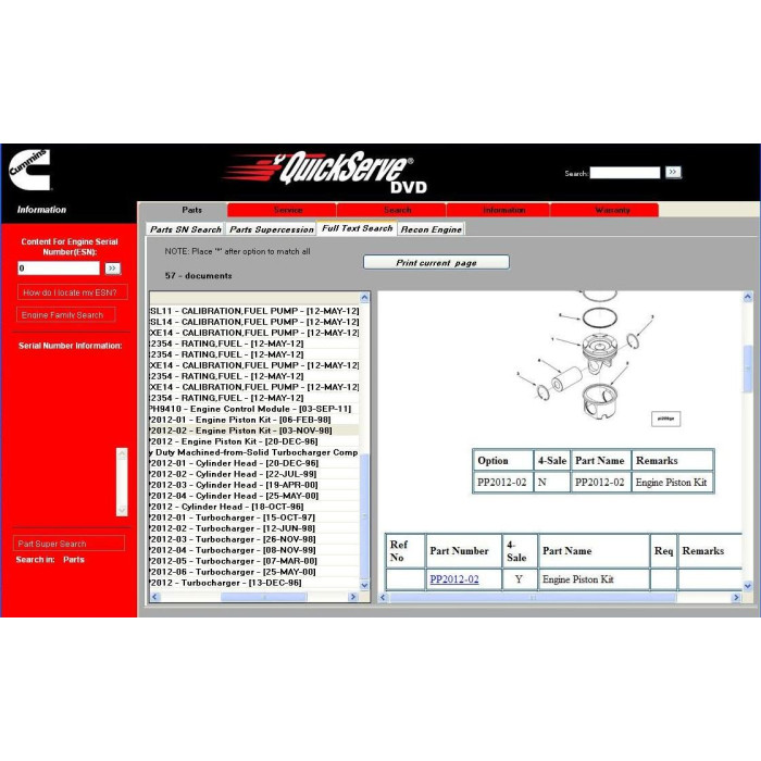 CUMMINS QUICKSERVE 2012 PARTS & SERVICE