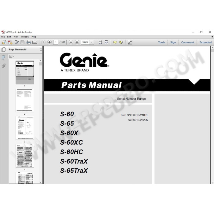 GENIE S BOOM EPC PARTS CATALOG