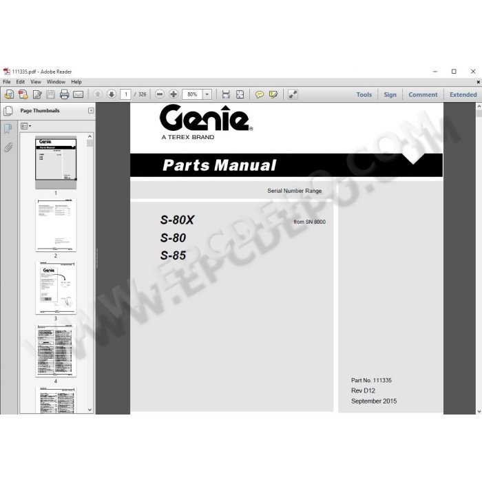 GENIE S BOOM EPC PARTS CATALOG