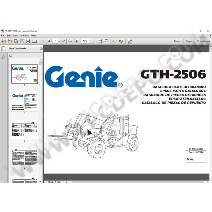 Genie / Terex Telehandler & Forklift EPC spare parts catalog
