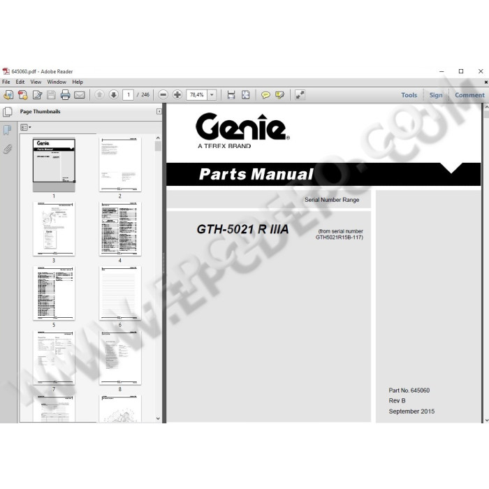 Genie / Terex Telehandler & Forklift EPC spare parts catalog