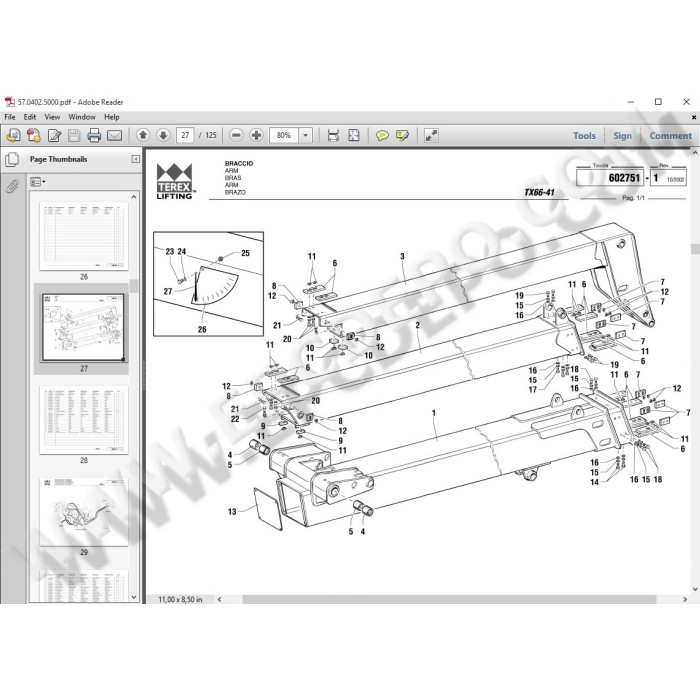 Genie / Terex Telehandler & Forklift EPC spare parts catalog
