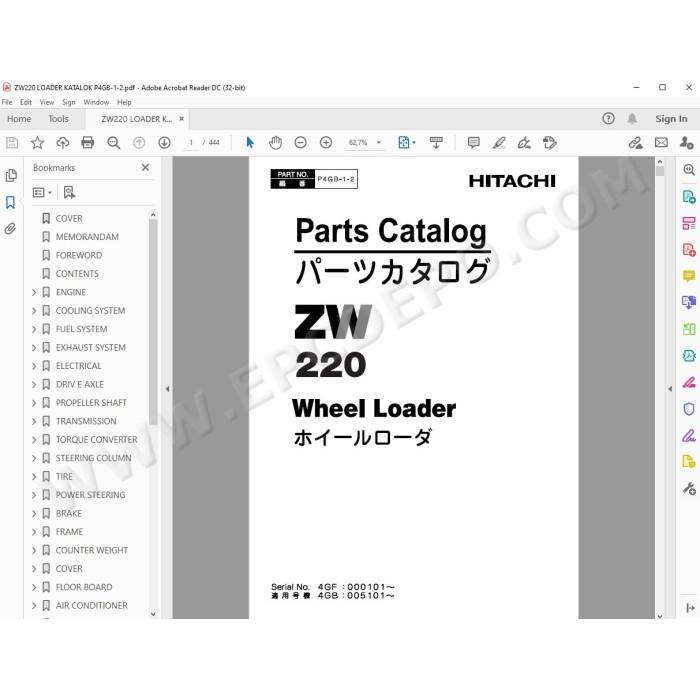 Hitachi Wheel Loader ZW220 parts manual