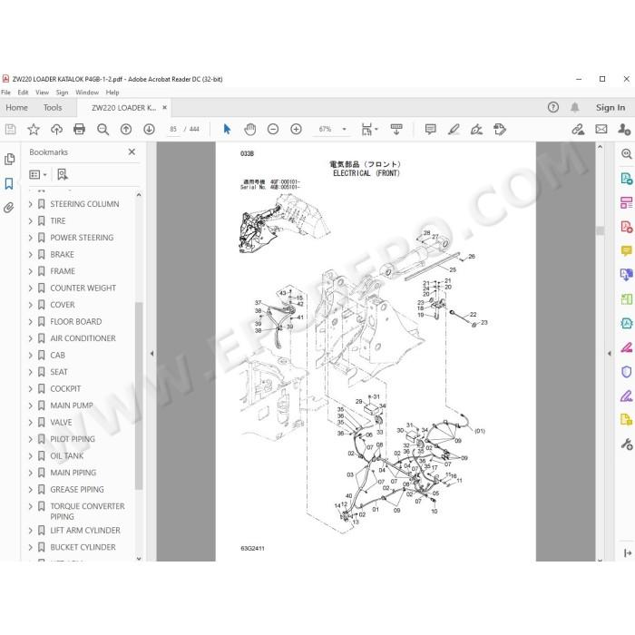 Hitachi Wheel Loader ZW220 parts manual