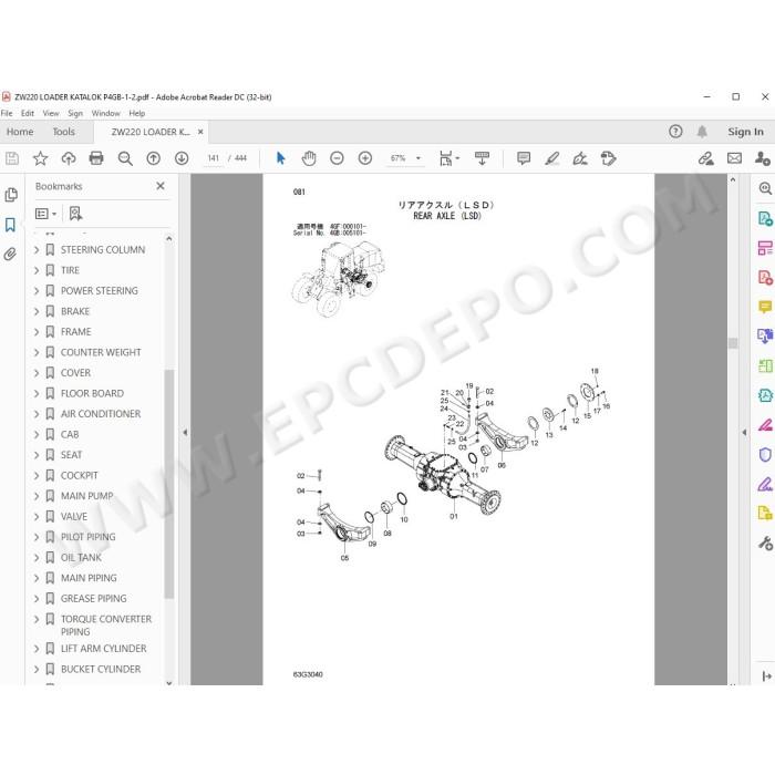 Hitachi Wheel Loader ZW220 parts manual