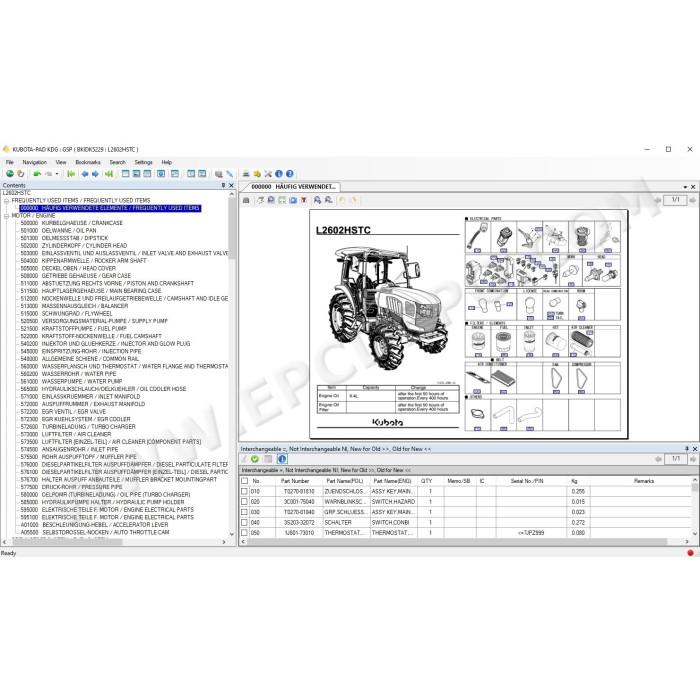 Kubota KDG Agriculture & Construction EPC parts catalog 2021