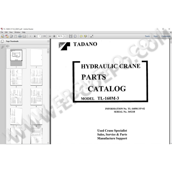 Tadano Hydraulic Cranes EPC spare parts catalog