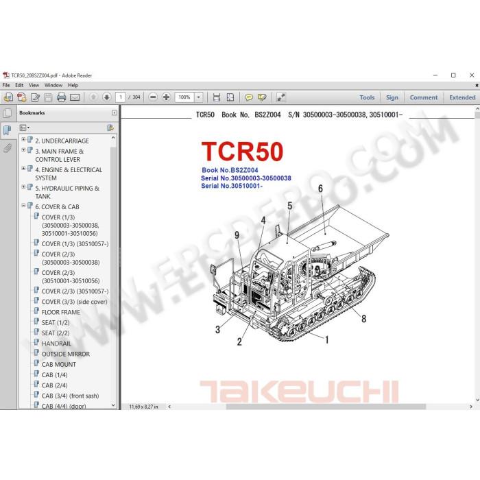 Takeuchi Dump Carrier TCR50 parts + service manual