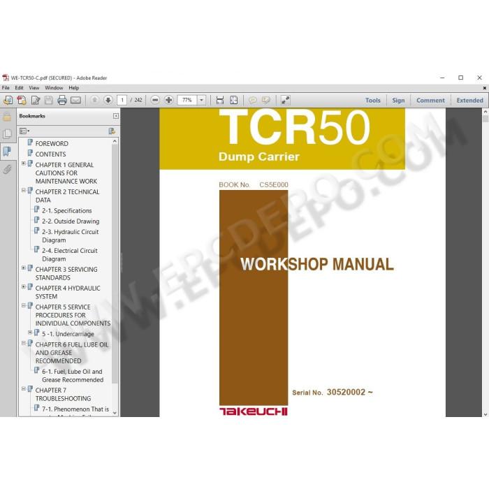 Takeuchi Dump Carrier TCR50 parts + service manual