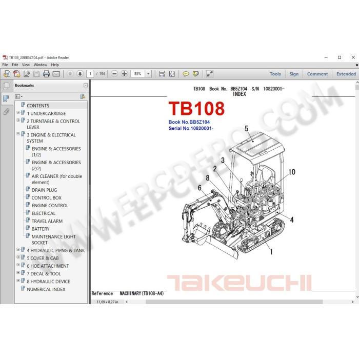 Takeuchi Excavator EPC spare parts catalog