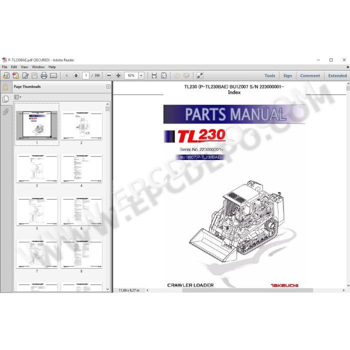Takeuchi Track / Crawler Loader EPC spare parts catalog