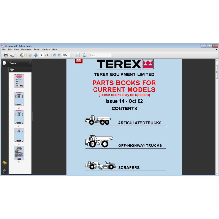 Terex Truck / Scraper spare parts catalog + service manuals