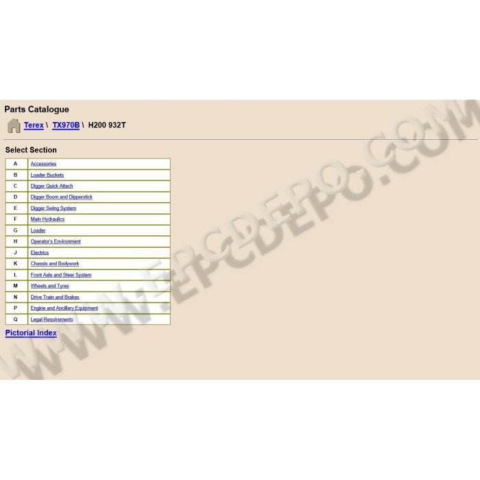 Terex / Fermec Backhoe Loader 820 860 880 970 980 epc spare parts catalog
