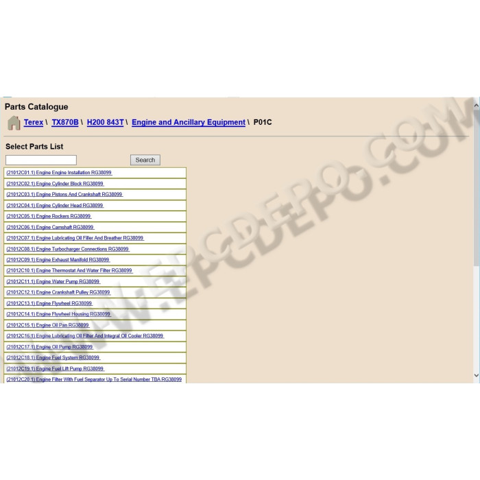 Terex / Fermec Backhoe Loader 820 860 880 970 980 epc spare parts catalog