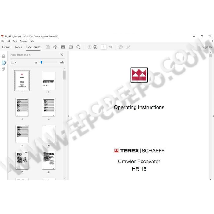 Terex Excavator HR11 HR12 HR13 HR14 HR16 HR18 parts catalog
