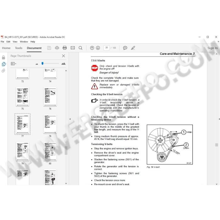 Terex Excavator HR11 HR12 HR13 HR14 HR16 HR18 parts catalog