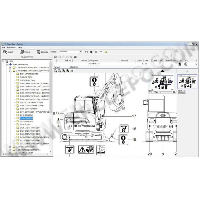Terex Excavator HR20 HR22 HR31 HR32 HR42 parts catalog