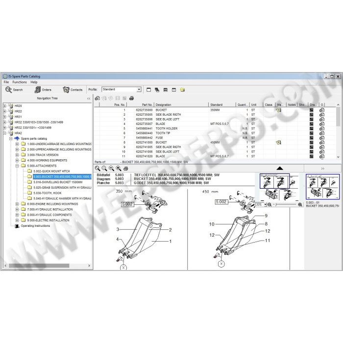 Terex Excavator HR20 HR22 HR31 HR32 HR42 parts catalog