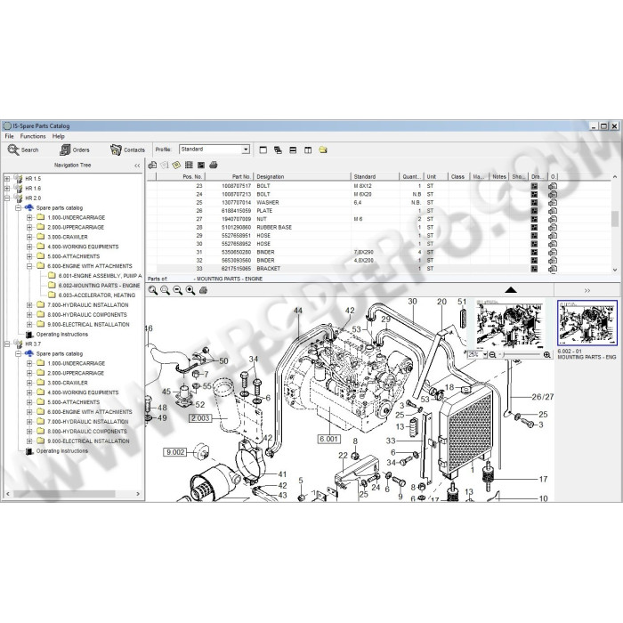 Terex Mini Excavator HR1.5 HR1.6 HR2.0 HR3.7 parts catalog