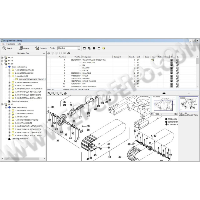 Terex Mini Excavator HR1.5 HR1.6 HR2.0 HR3.7 parts catalog