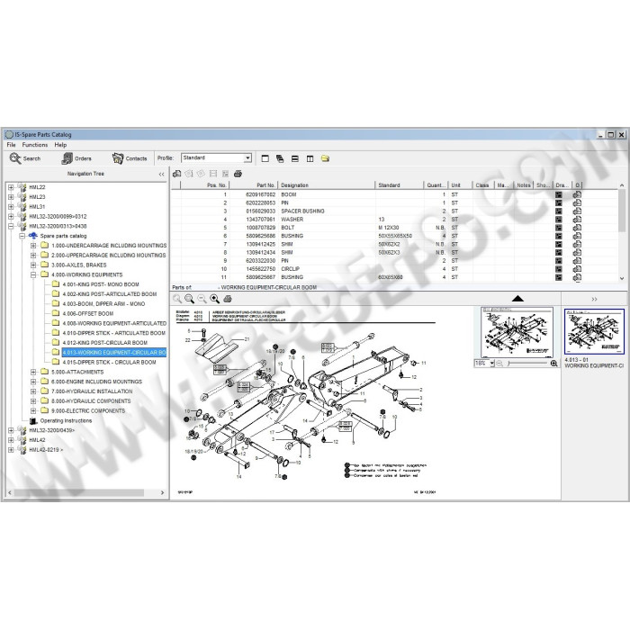 Terex Excavator HML22 HML23 HML31 HML32 HML42 parts catalog