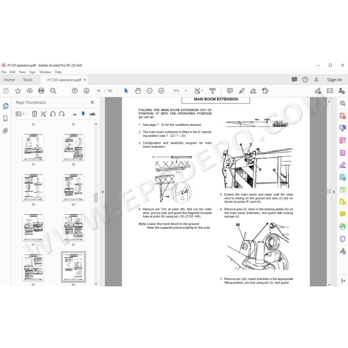 Terex Rough Terrain Crane RT1120 spare parts manual