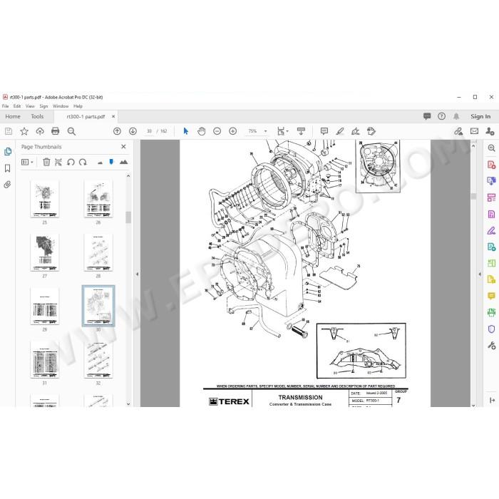 Terex Rough Terrain Crane RT300-1 spare parts manual
